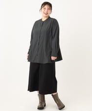 OLBLA12099 eur3(エウルキューブ) 【WEB先行販売】【大きいサイズ】バンドカラーブラウス ダークグレー(93)
