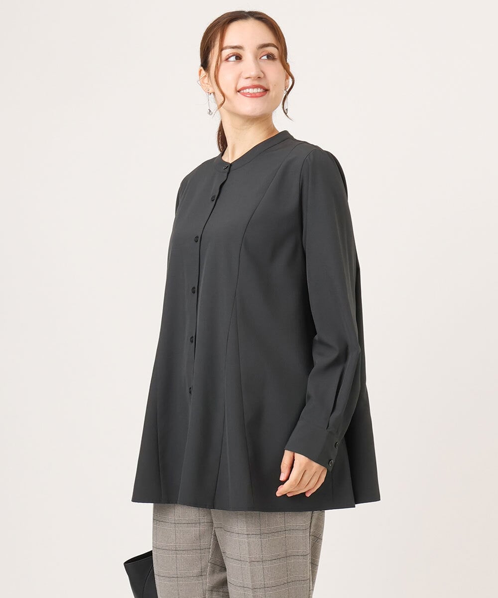 OLBLA12099 eur3(エウルキューブ) 【WEB先行販売】【大きいサイズ】バンドカラーブラウス ダークグレー(93)