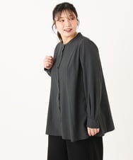 OLBLA12099 eur3(エウルキューブ) 【WEB先行販売】【大きいサイズ】バンドカラーブラウス ダークグレー(93)