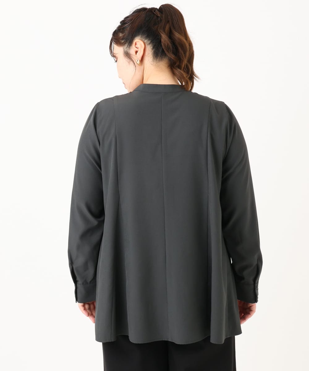 OLBLA12099 eur3(エウルキューブ) 【WEB先行販売】【大きいサイズ】バンドカラーブラウス ダークグレー(93)