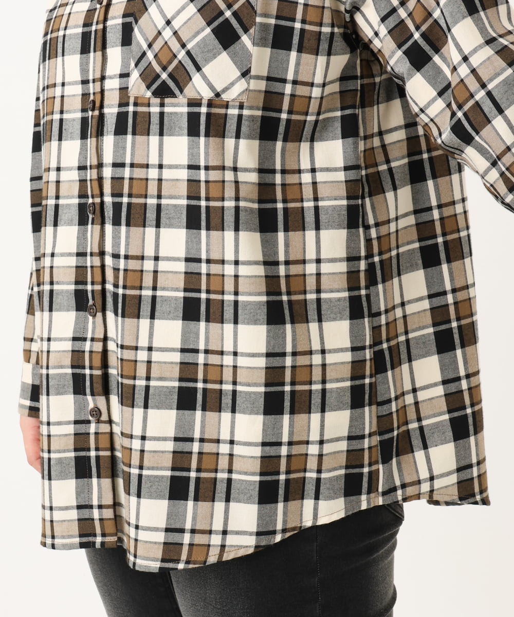 OLBLA13099 eur3(エウルキューブ) 【WEB先行販売】【大きいサイズ】チェック柄ネルシャツ モカ(84)