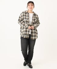 OLBLA13099 eur3(エウルキューブ) 【WEB先行販売】【大きいサイズ】チェック柄ネルシャツ モカ(84)