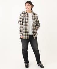OLBLA13099 eur3(エウルキューブ) 【WEB先行販売】【大きいサイズ】チェック柄ネルシャツ モカ(84)