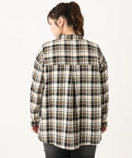 OLBLA13099 eur3(エウルキューブ) 【WEB先行販売】【大きいサイズ】チェック柄ネルシャツ モカ(84)