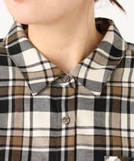 OLBLA13099 eur3(エウルキューブ) 【WEB先行販売】【大きいサイズ】チェック柄ネルシャツ モカ(84)