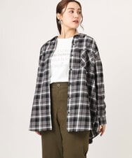 OLBLA13099 eur3(エウルキューブ) 【WEB先行販売】【大きいサイズ】チェック柄ネルシャツ ブラック(94)