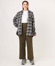 OLBLA13099 eur3(エウルキューブ) 【WEB先行販売】【大きいサイズ】チェック柄ネルシャツ ブラック(94)
