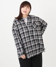 OLBLA13099 eur3(エウルキューブ) 【大きいサイズ】チェック柄ネルシャツ ブラック(94)