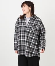 OLBLA13099 eur3(エウルキューブ) 【大きいサイズ】チェック柄ネルシャツ ブラック(94)