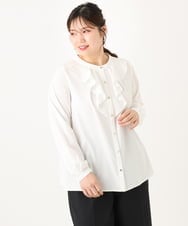 OLBLA14089 eur3(エウルキューブ) 【WEB先行販売】【大きいサイズ/11号サイズあり】ラッフルカラーブラウス ホワイト(90)