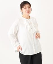 OLBLA14089 eur3(エウルキューブ) 【WEB先行販売】【大きいサイズ/11号サイズあり】ラッフルカラーブラウス ホワイト(90)