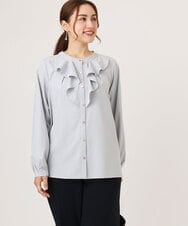 OLBLA14089 eur3(エウルキューブ) 【WEB先行販売】【大きいサイズ/11号サイズあり】ラッフルカラーブラウス ライトグレー(91)