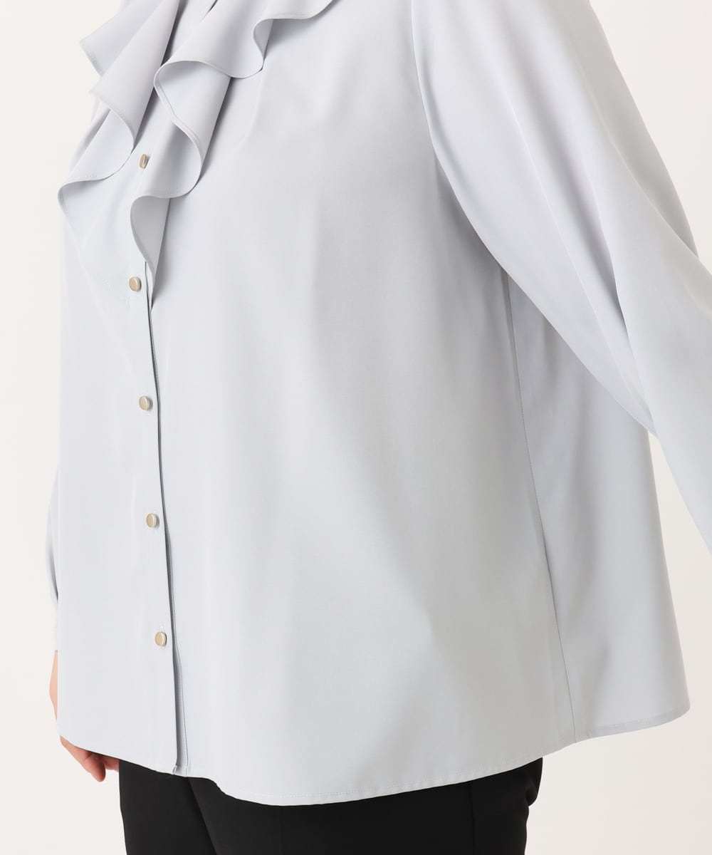 OLBLA14089 eur3(エウルキューブ) 【WEB先行販売】【大きいサイズ/11号サイズあり】ラッフルカラーブラウス ライトグレー(91)