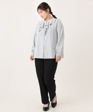 OLBLA14089 eur3(エウルキューブ) 【WEB先行販売】【大きいサイズ/11号サイズあり】ラッフルカラーブラウス ライトグレー(91)