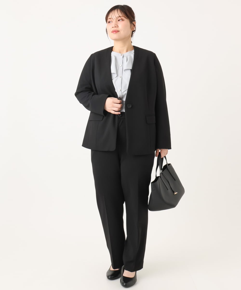 OLBLA14089 eur3(エウルキューブ) 【WEB先行販売】【大きいサイズ/11号サイズあり】ラッフルカラーブラウス ライトグレー(91)