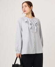OLBLA14089 eur3(エウルキューブ) 【WEB先行販売】【大きいサイズ/11号サイズあり】ラッフルカラーブラウス ライトグレー(91)