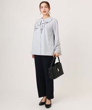 OLBLA14089 eur3(エウルキューブ) 【WEB先行販売】【大きいサイズ/11号サイズあり】ラッフルカラーブラウス ライトグレー(91)