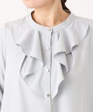 OLBLA14089 eur3(エウルキューブ) 【WEB先行販売】【大きいサイズ/11号サイズあり】ラッフルカラーブラウス ライトグレー(91)