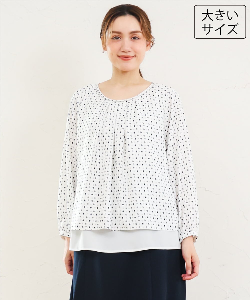 OLBLD12089 eur3(エウルキューブ) 【WEB先行販売】【大きいサイズ/11号サイズあり】2wayチェーンブレードブラウス アイボリー