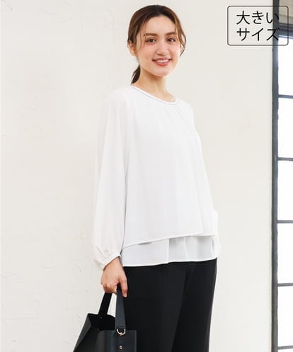 OLBLD12089 eur3 【WEB先行販売】【大きいサイズ/11号サイズあり】2wayチェーンブレードブラウス