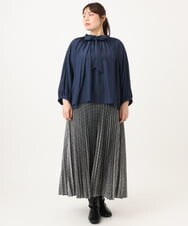 OLBLD13099 eur3(エウルキューブ) 【大きいサイズ】フリルリボンブラウス ネイビー（WEB限定カラー）