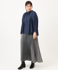 OLBLD13099 eur3(エウルキューブ) 【大きいサイズ】フリルリボンブラウス ネイビー（WEB限定カラー）