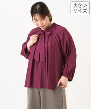 OLBLD13099 eur3(エウルキューブ) 【大きいサイズ】フリルリボンブラウス ワイン