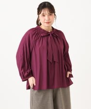 OLBLD13099 eur3(エウルキューブ) 【大きいサイズ】フリルリボンブラウス ワイン