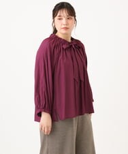 OLBLD13099 eur3(エウルキューブ) 【大きいサイズ】フリルリボンブラウス ワイン