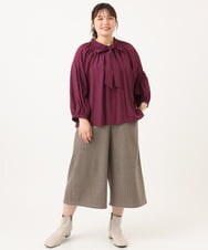 OLBLD13099 eur3(エウルキューブ) 【大きいサイズ】フリルリボンブラウス ワイン