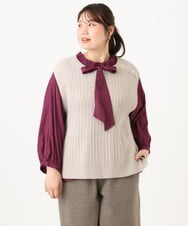 OLBLD13099 eur3(エウルキューブ) 【大きいサイズ】フリルリボンブラウス ワイン