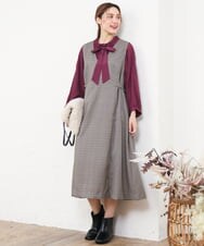 OLBLD13099 eur3(エウルキューブ) 【大きいサイズ】フリルリボンブラウス ワイン