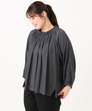 OLBLD13099 eur3(エウルキューブ) 【大きいサイズ】フリルリボンブラウス ダークグレー