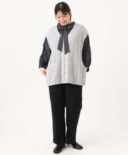 OLBLD13099 eur3(エウルキューブ) 【大きいサイズ】フリルリボンブラウス ダークグレー