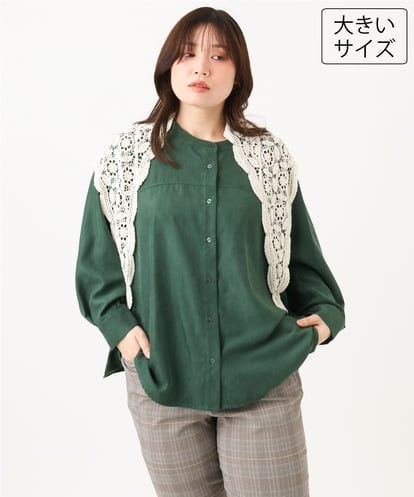 OLBLD15099 eur3 【WEB先行販売】【大きいサイズ】コーデュロイフレアシルエットブラウス