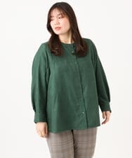 OLBLD15099 eur3(エウルキューブ) 【WEB先行販売】【大きいサイズ】コーデュロイフレアシルエットブラウス グリーン
