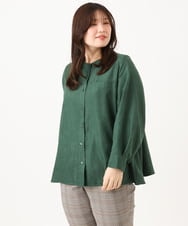 OLBLD15099 eur3(エウルキューブ) 【WEB先行販売】【大きいサイズ】コーデュロイフレアシルエットブラウス グリーン