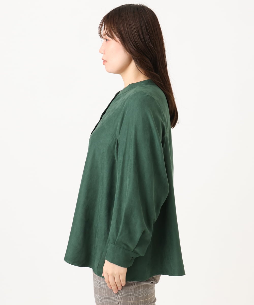 OLBLD15099 eur3(エウルキューブ) 【WEB先行販売】【大きいサイズ】コーデュロイフレアシルエットブラウス グリーン
