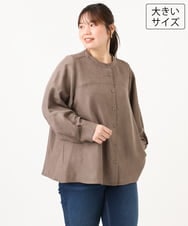 OLBLD15099 eur3(エウルキューブ) 【WEB先行販売】【大きいサイズ】コーデュロイフレアシルエットブラウス モカ