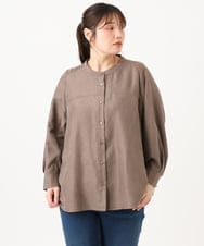 OLBLD15099 eur3(エウルキューブ) 【WEB先行販売】【大きいサイズ】コーデュロイフレアシルエットブラウス モカ