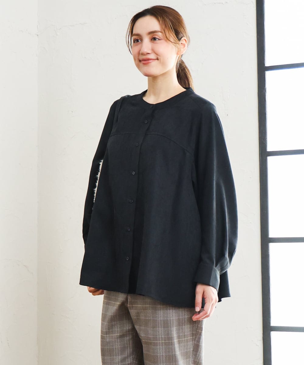 OLBLD15099 eur3(エウルキューブ) 【WEB先行販売】【大きいサイズ】コーデュロイフレアシルエットブラウス ブラック