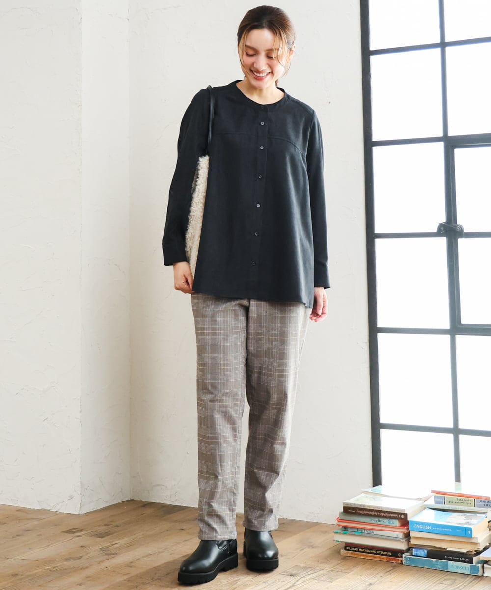 OLBLD15099 eur3(エウルキューブ) 【WEB先行販売】【大きいサイズ】コーデュロイフレアシルエットブラウス ブラック