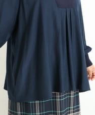 OLBLP10090 eur3(エウルキューブ) 【雑誌掲載】【大きいサイズ/11号サイズあり】ニットドッキングフリルブラウス ネイビー(57)