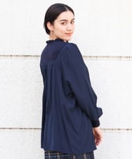 OLBLP10090 eur3(エウルキューブ) 【雑誌掲載】【大きいサイズ/11号サイズあり】ニットドッキングフリルブラウス ネイビー(57)