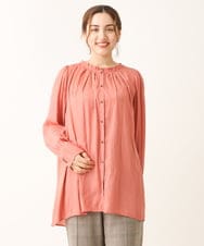 OLBLS08089 eur3(エウルキューブ) 【大きいサイズ/11号サイズあり】タックギャザーブラウス オレンジ(15)