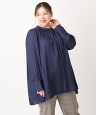 OLBLS08089 eur3(エウルキューブ) 【大きいサイズ/11号サイズあり】タックギャザーブラウス ブルー(55)
