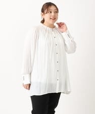 OLBLS08089 eur3(エウルキューブ) 【大きいサイズ/11号サイズあり】タックギャザーブラウス ホワイト(90)