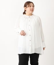 OLBLS08089 eur3(エウルキューブ) 【大きいサイズ/11号サイズあり】タックギャザーブラウス ホワイト(90)