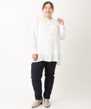 OLBLS08089 eur3(エウルキューブ) 【大きいサイズ/11号サイズあり】タックギャザーブラウス ホワイト(90)