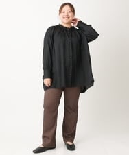 OLBLS08089 eur3(エウルキューブ) 【大きいサイズ/11号サイズあり】タックギャザーブラウス ブラック(94)（WEB限定カラー）